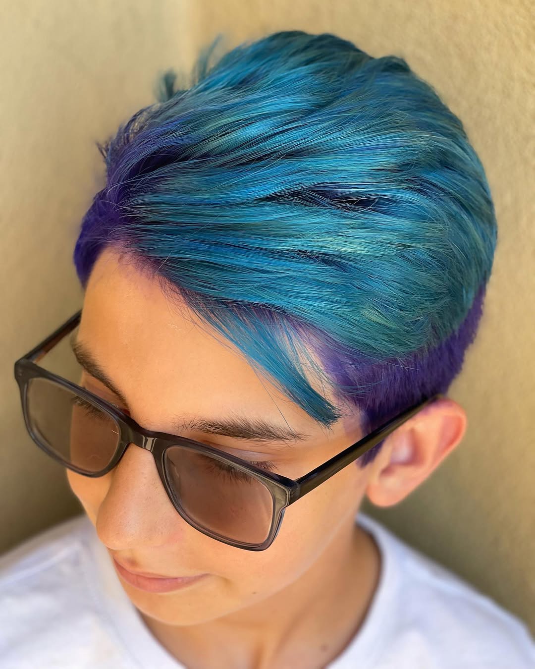 Blue raspberry swirl 💙💜🍭
.
.
.
#bluehair #purplehair #joico #joicocolorintensity #coloredhair #colorpop #brighthair #coolkids #summerhair #summerfun #summertime #summervibes #shorthair #boyshair #coolhair #coolhaircolor #unite #salonmidori #hairbybrittneydubia #fullerton #oc #hairstyles